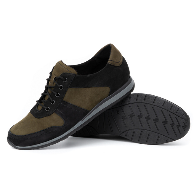 Pánské kožené tenisky 0234W černé se zelenou barvou