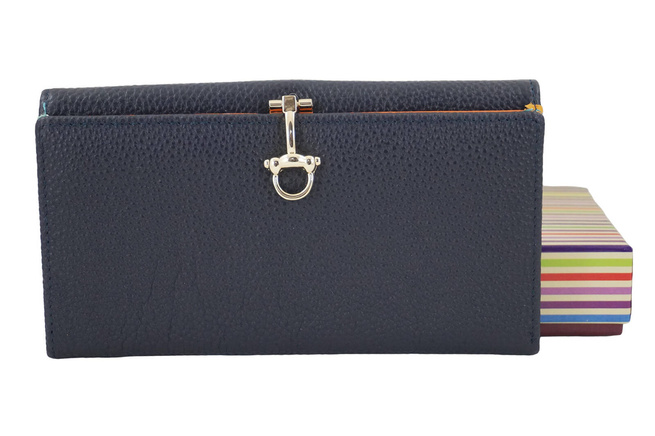 Duży portfel ze złotym zapięciem - Granatowy