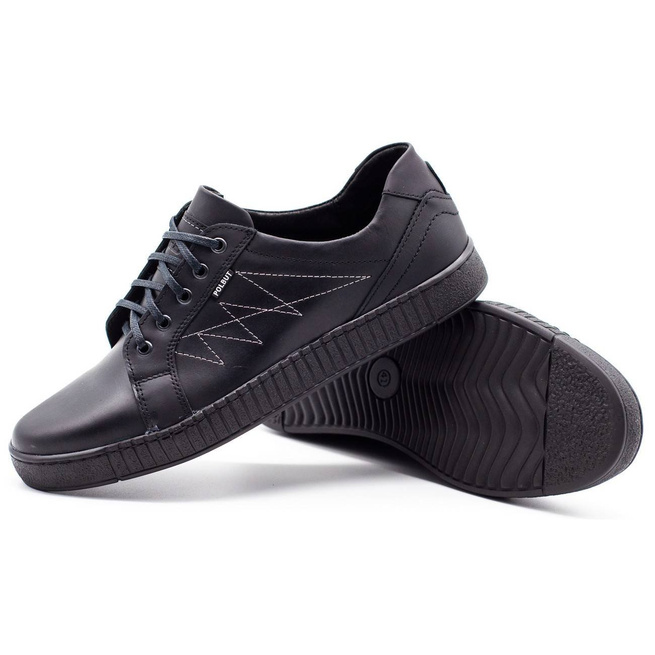 J66 pánské polobotky černé se stříbrem