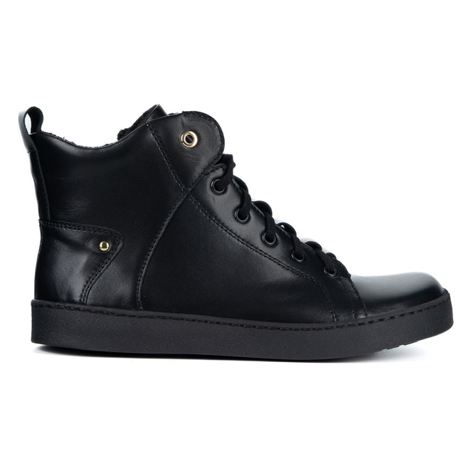 Barefoot buty skórzane minimalisthyczne Riley ocieplane czarne