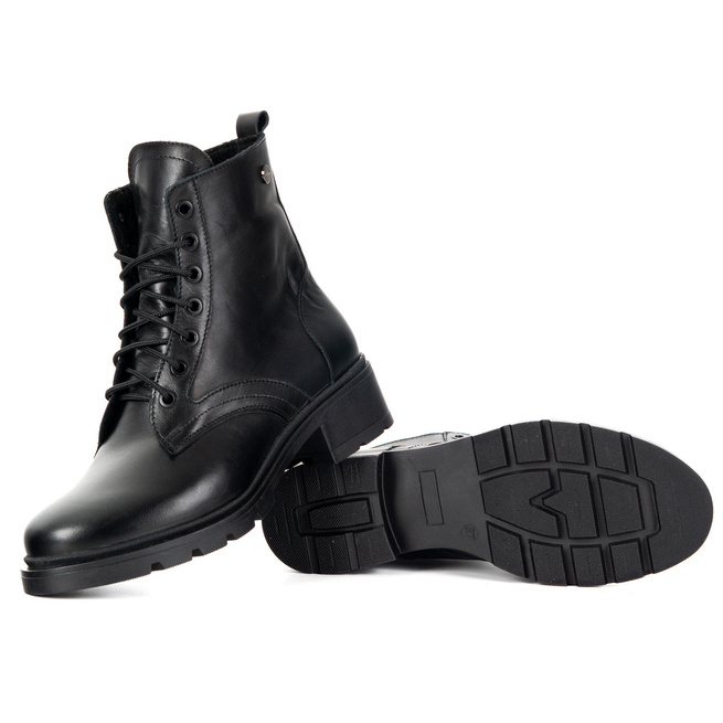 Botki damskie skórzane 1791POL czarne licowe