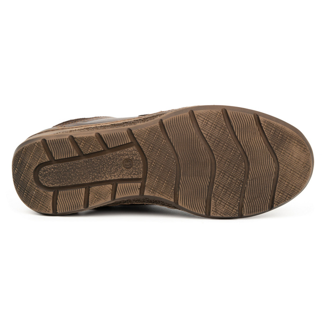 Buty męskie ażurowe skórzane na lato 986Ł brązowe