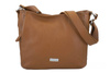 Praktyczna torebka skórzana z kieszeniami - Brązowa jasna