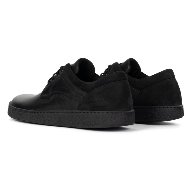 Buty męskie casual skórzane sznurowane BAREFOOT FRIENDLY 1291 czarne