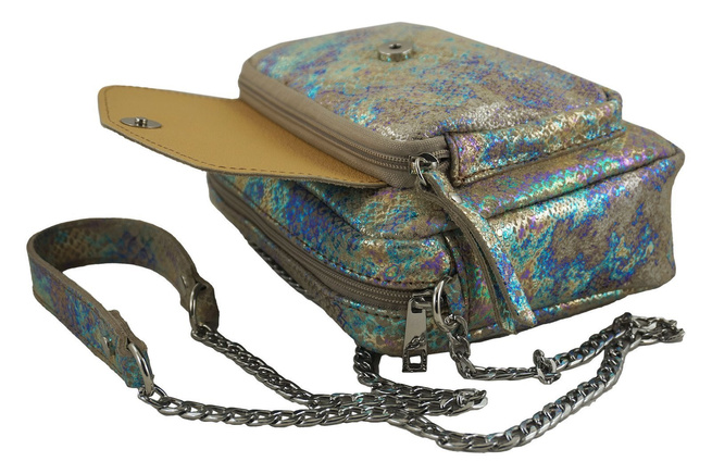 Holografická kožená kabelka - červená