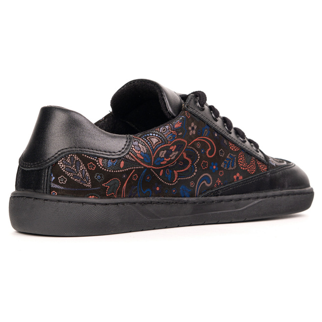 Sneakersy barefoot damskie Kaia Olivier 101MP – anatomiczne buty skórzane czarny kwiaty 