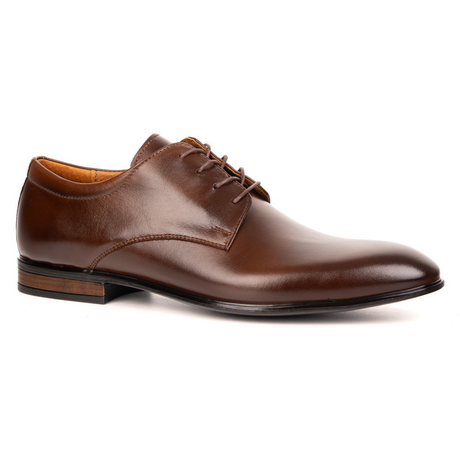 Buty męskie skórzane wizytowe Olivier 484 ciemny brąz – klasyczne półbuty derby