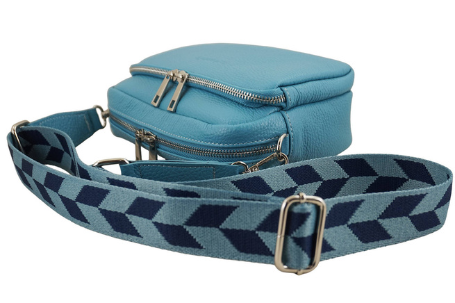 Dámská kabelka s ozdobným popruhem - modrá