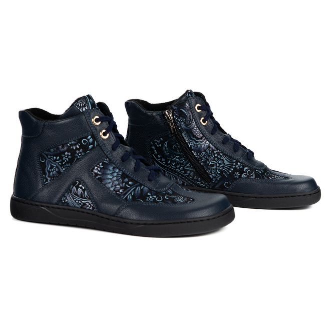 Zimní barefoot boty Olivier Reese - minimalistické kožené boty pro ženy modré