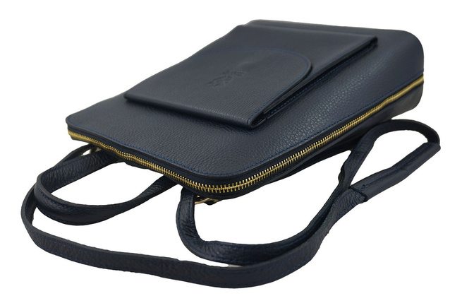 Kožený batoh / poštovní taška - Casual 2v1 - Námořnická modrá