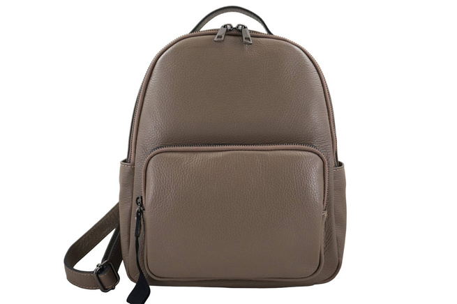 Elegantní klasický kožený batoh Tmavě béžová