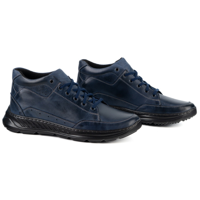 Pánská zateplená kotníková obuv 968MA navy blue lace-up