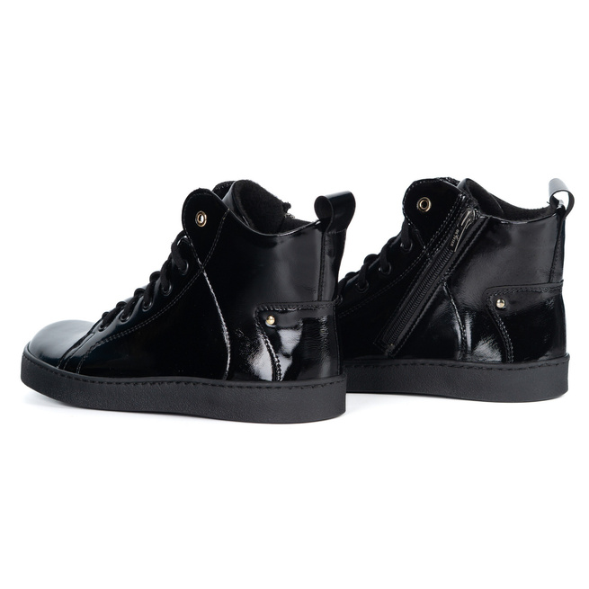 Barefoot buty skórzane minimalisthyczne Riley ocieplane czarne lakier