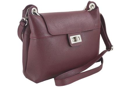 Torebka damska skórzana crossbody - Bordowa 