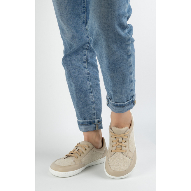 Dámské barefoot minimalistické kožené boty LEN 0772W ecru