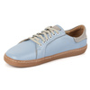 Aura: Světle modré dámské boty naboso | Ležérní kožené tenisky, široká špička