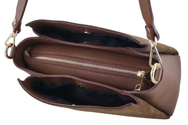 Kabelka do města z přírodního semiše a kůže - hnědá