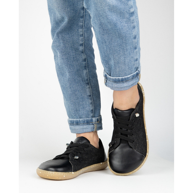 Dámská minimalistická kožená obuv barefoot 0771W black denim