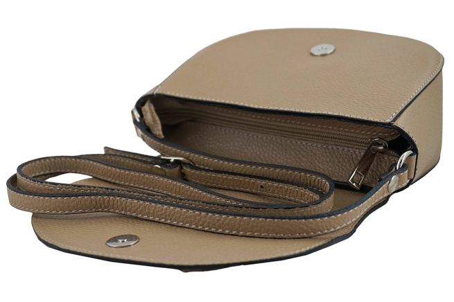 Damska skórzana listonoszka - Beżowa