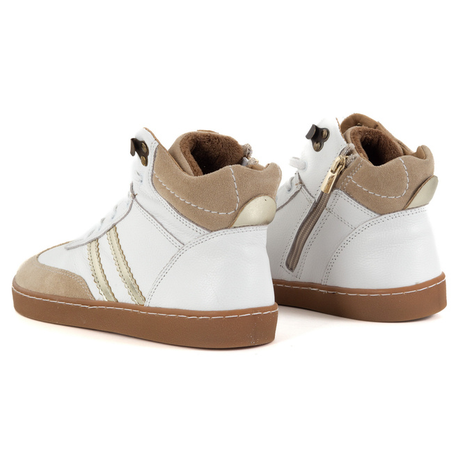 Skórzane buty BAREFOOT damskie zimowe 201MP ocieplane z naturalnej skóry białe