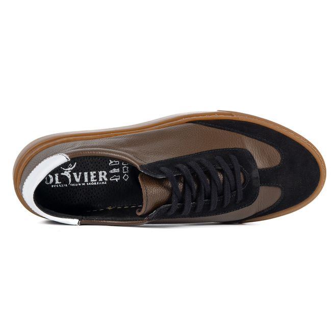 Buty męskie Olivier 702KNT brązowe z czarnym klasyczne półbuty miejskie