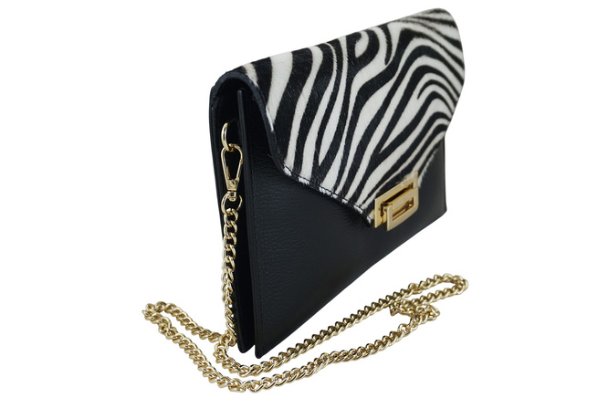 Elegantní spojková taška s módním potiskem - černá