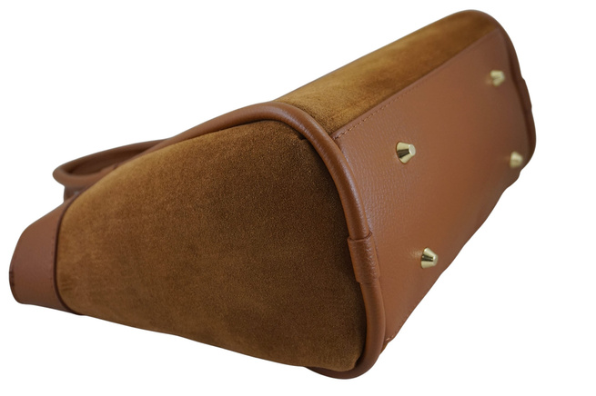 Elegancka torebka ze skóry zamszowej - Brązowa jasna