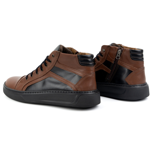Pánské zimní kožené tenisky 886K hnědé