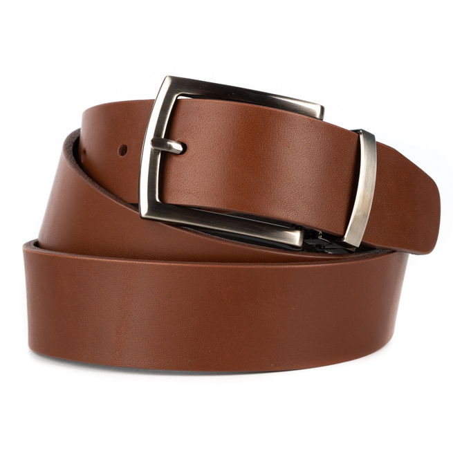 Pánský kožený pásek ke kalhotám model 6.35 hnědý