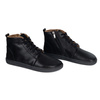 Damskie buty barefoot zimowe skórzane ZB04 ocieplane obuwie minimalistyczne czarne fala