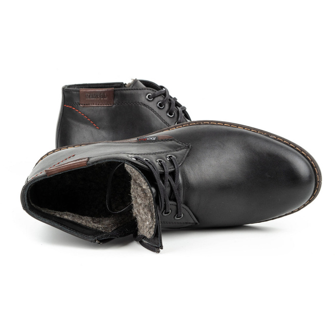 Pánské zimní boty boty kožené 137KAM černé