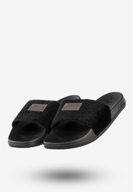 Klapki damskie Big Star SS274716 czarne futerko