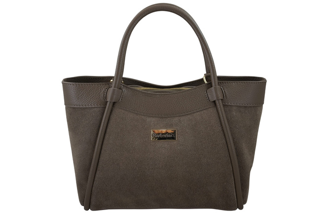 Elegancka torebka ze skóry zamszowej - Beżowa ciemna