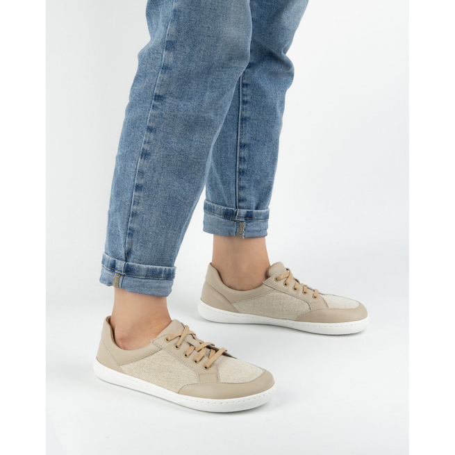 Dámské barefoot minimalistické kožené boty LEN 0772W ecru