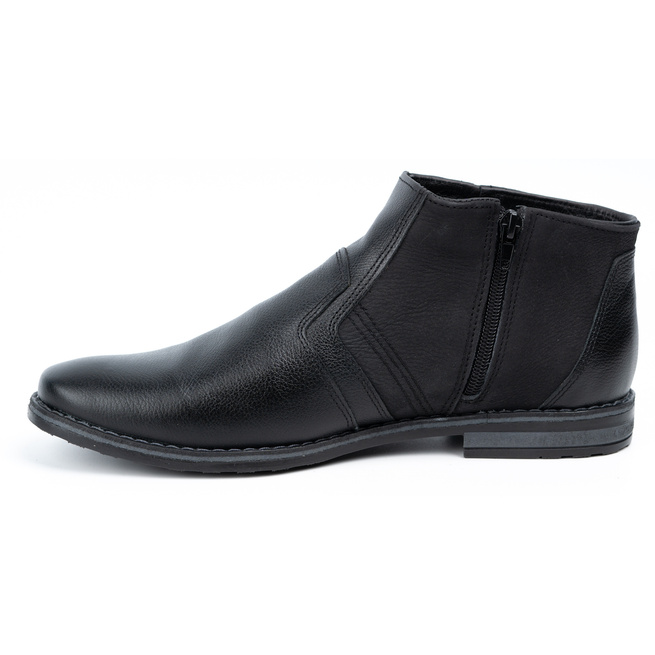 Buty męskie sztyblety skórzane zimowe 903KZ czarne