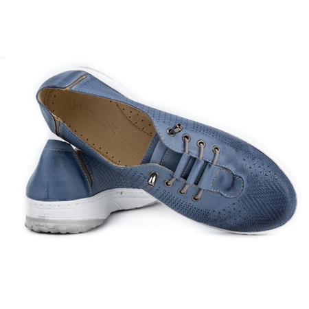 Półbuty damskie sneakersy skórzane 0625W niebieskie