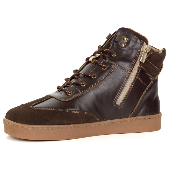 Skórzane buty BAREFOOT damskie zimowe 201MP ocieplane z naturalnej skóry brązowe