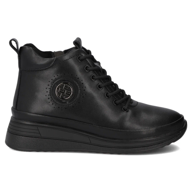 Skórzane botki na platformie Filippo DBT4215/25 BK BK czarne
