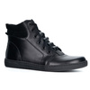 Buty damskie barefoot zimowe skórzane Olivier WINTER czarne za kostkę z zamkiem