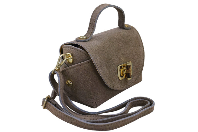 Mała torebka zamszowa wizytowa - Beżowa ciemna