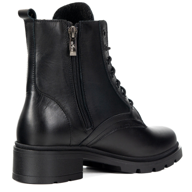 Botki damskie skórzane 1791POL czarne licowe