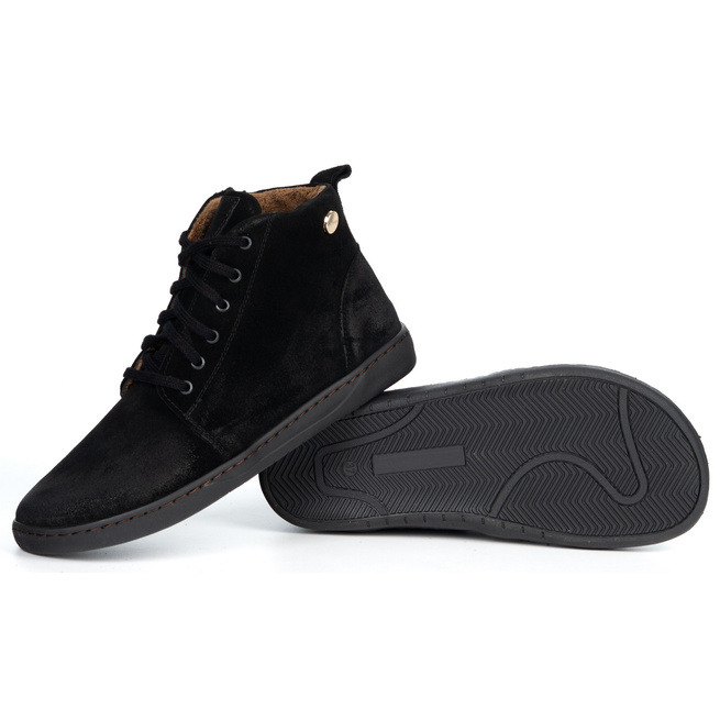 Buty damskie zimowe barefoot skórzane Z-B04 czarne