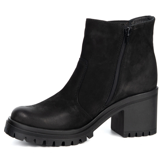 Olivier Peyton – botki skórzane na stabilnym obcasie 6,5 cm polskie obuwie naturalna skóra czarne