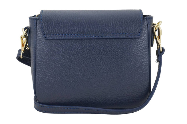 Módní kožená kabelka se zlatým řetízkem - námořnická modř