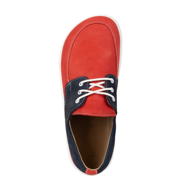 Dámské barefoot mokasíny 0797W kožená šněrovací obuv červená
