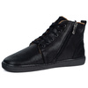 Damskie buty barefoot zimowe skórzane ZB04 ocieplane obuwie minimalistyczne czarne fala