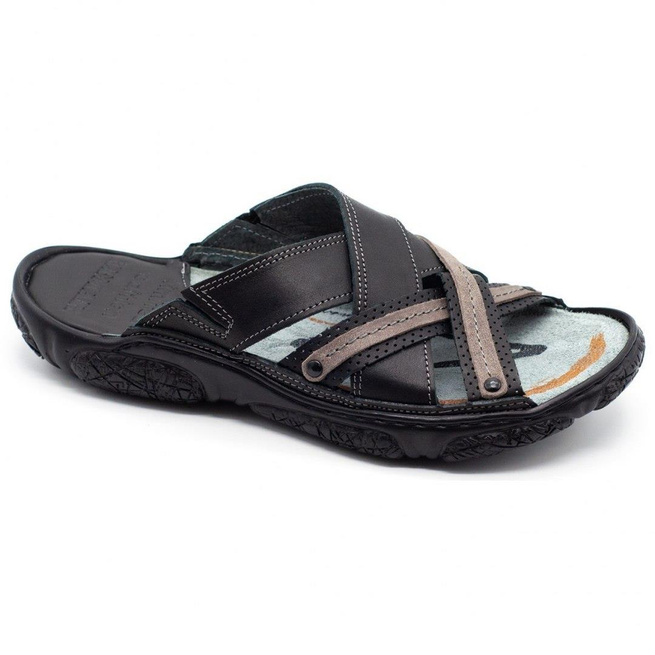 Pánské kožené žabky 1654 black