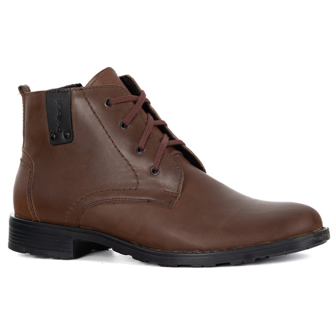Pánské kožené boty C20F pro zimní zateplené městské boty, tmavě hnědé