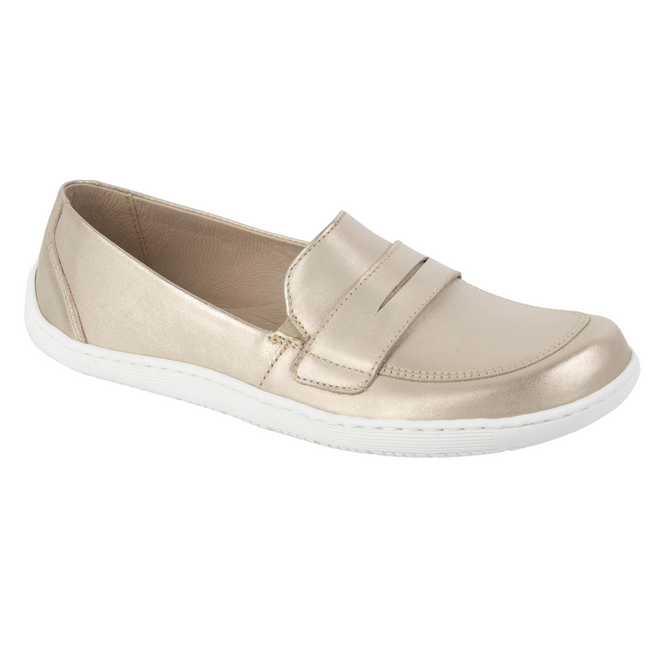BAREFOOT Elegantní dámské minimalistické kožené mokasíny 1280 gold