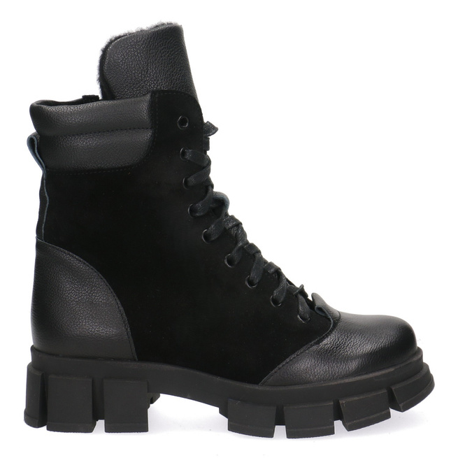 Pollonus black verona + velur zateplené dámské boty na zip 5-1581-007